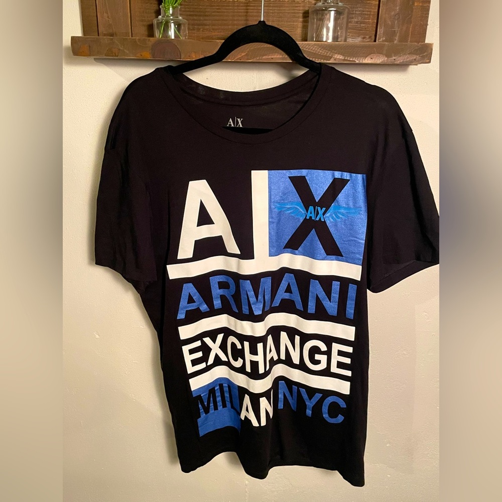 Armani exchange t shirt shiny blue and shiny white